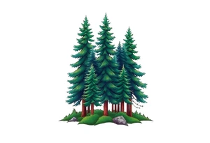 green trees forest tattoo idea