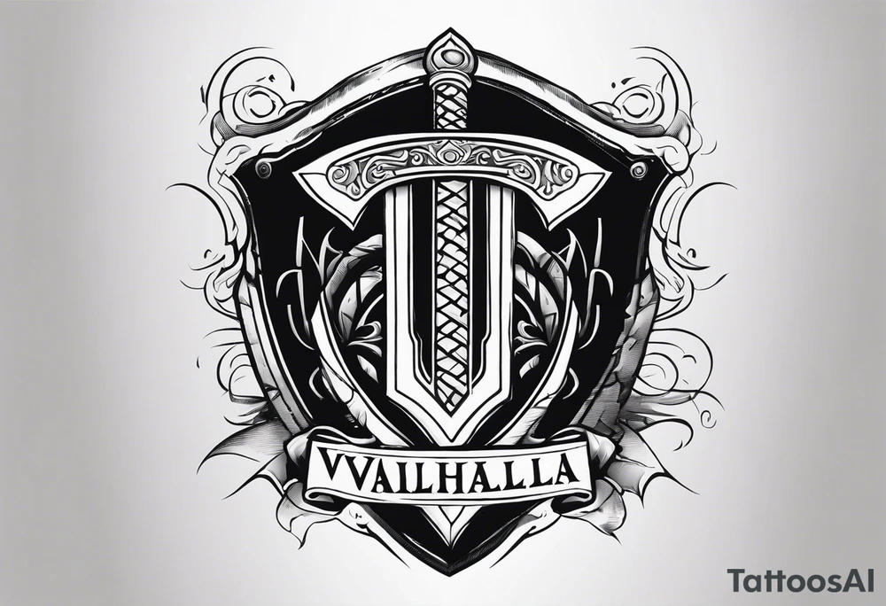 Valhalla sword shield axe
stairs mist tattoo idea
