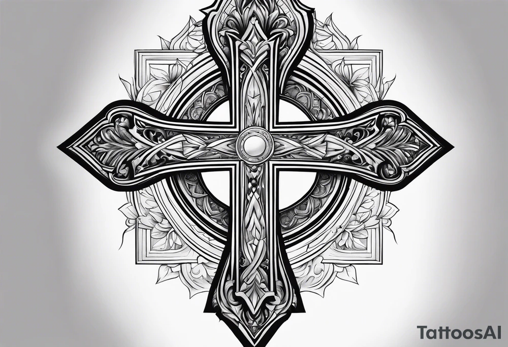 Powerful majestic cross tattoo idea