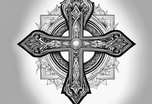 Powerful majestic cross tattoo idea