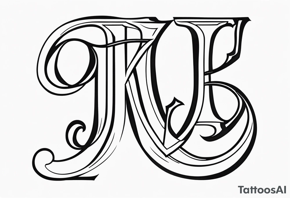 initials J M W E and a larger R tattoo idea