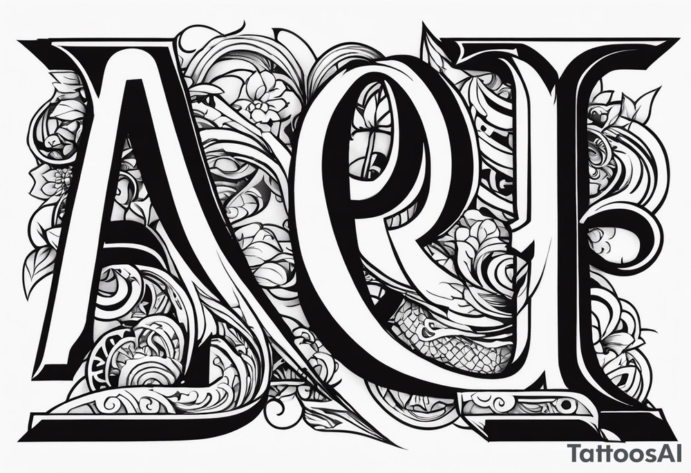 the letters A R in the middle of a ninja headband tattoo idea