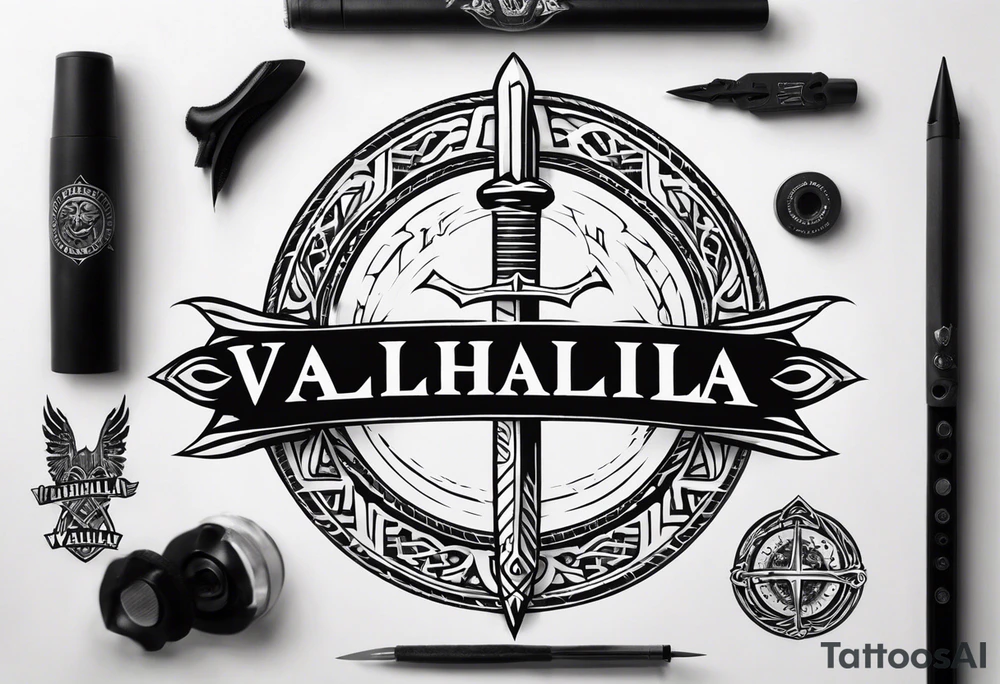 Valhalla sword circle tattoo idea