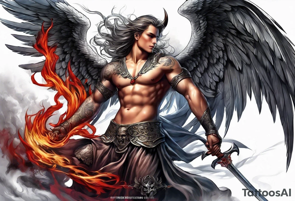 Angel with devil fighting back tattoo design tattoo idea