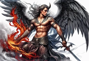 Angel with devil fighting back tattoo design tattoo idea