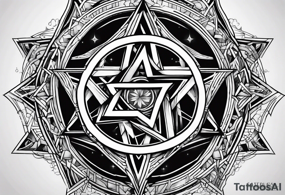 Pentagram geometric tattoo idea