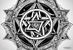 Pentagram geometric tattoo idea