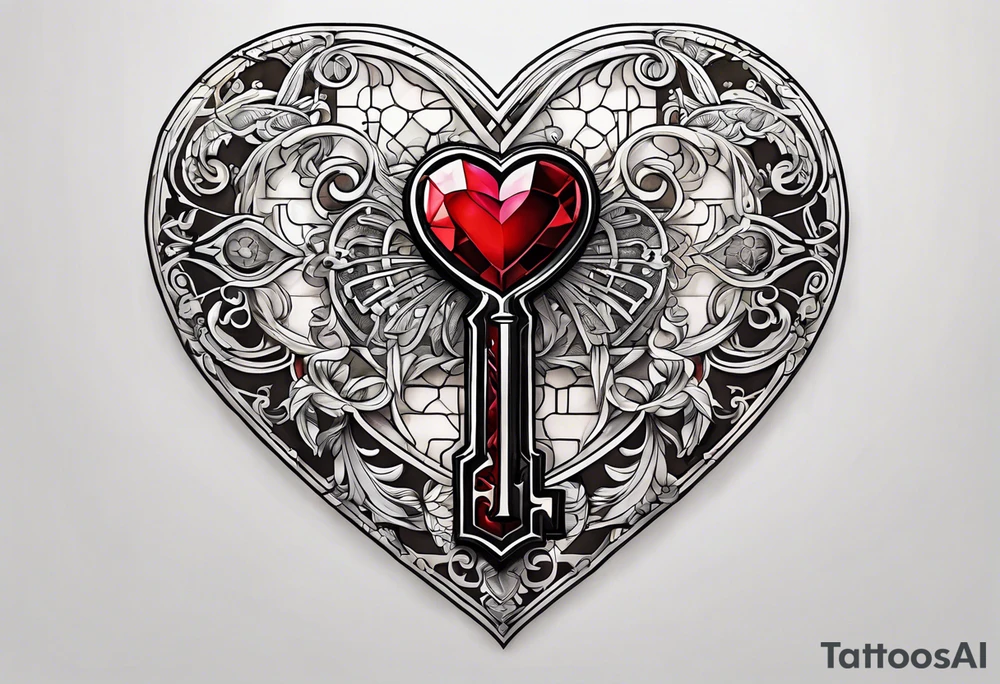 A heart shaped skeleton key tattoo idea