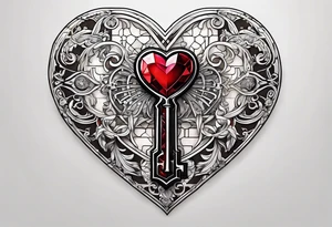 A heart shaped skeleton key tattoo idea