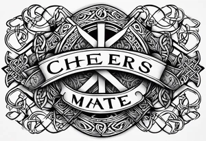 Cheers Mate text, armband +Celtic +grey Cancer Ribbon +tribal +artistic tattoo idea