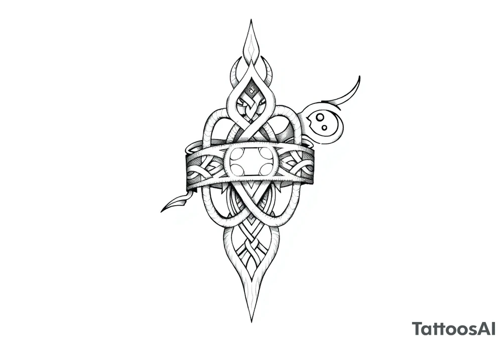 Celtic tribal half sleeve with memorial band tattoo idea