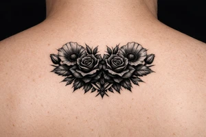 Black Roses and Poppies tattoo idea