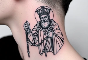 russian christian orthodox saint holding the russian orthodox thurible chains tattoo idea