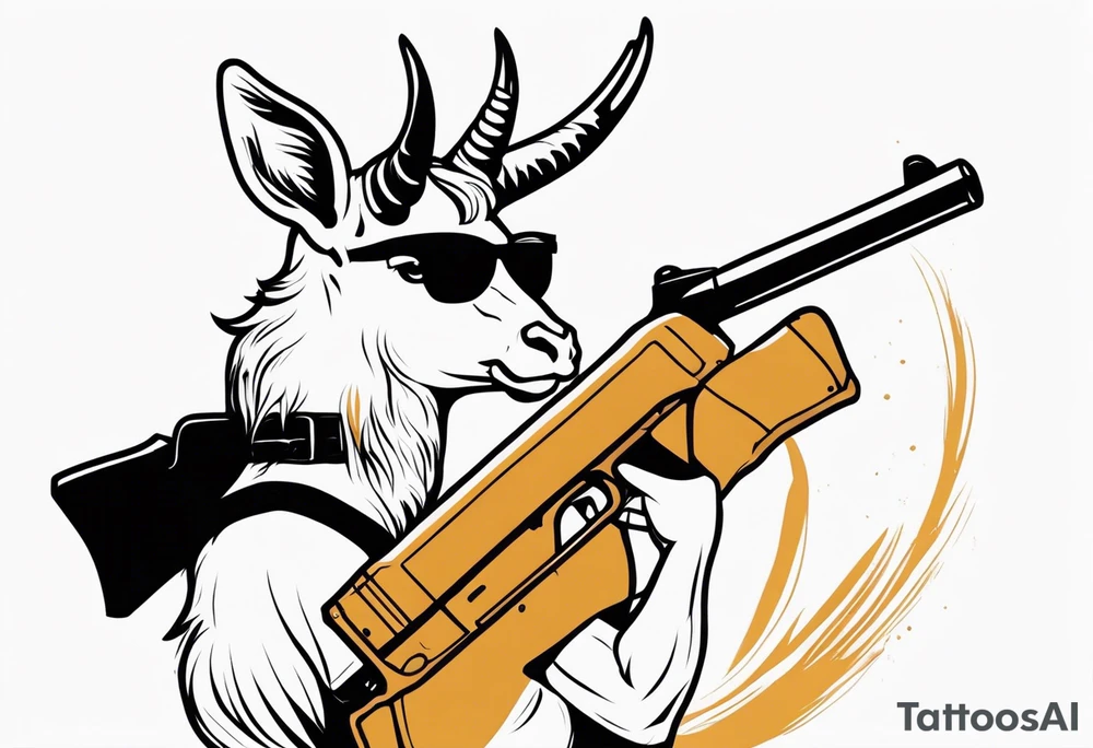 capricorn with sunglasses and shotgun tattoo idea