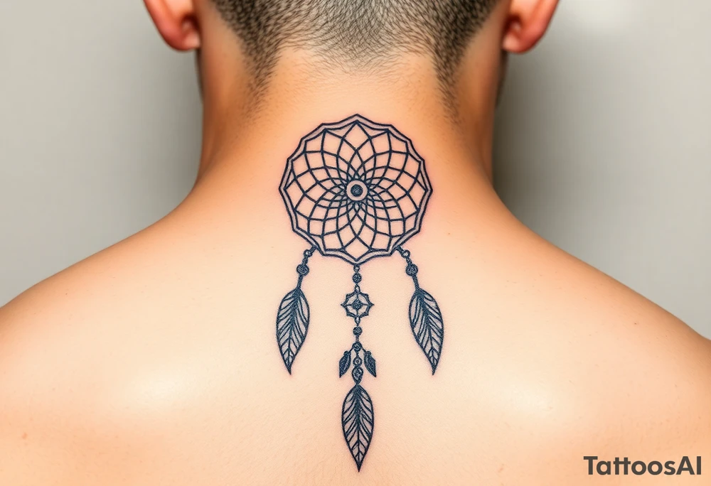 Neck piece with a beautiful dream catcher tattoo idea