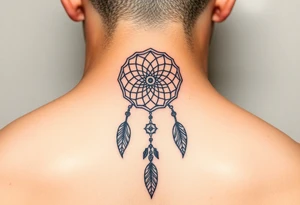 Neck piece with a beautiful dream catcher tattoo idea