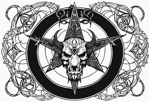 9 circles of baphomet hell dark, gloomy, brutal. Merged into one. tattoo idea