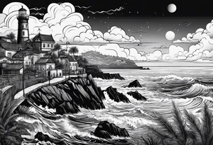 Sea view port tattoo idea