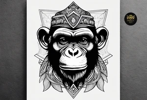 Monkey with a banana skull tattoo idea