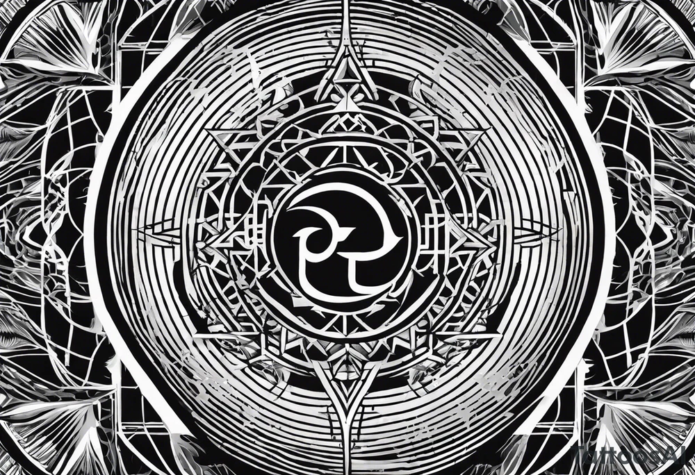 combine the symbol of pi and geometric patterns representing the golden ratio in my tattoo design. Additionally, I'd like to include symbols related to Reiki and Stoic philosophy. tattoo idea