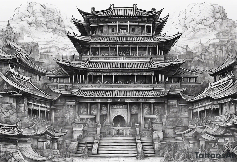 Ancient city battle tattoo idea