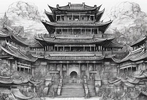 Ancient city battle tattoo idea
