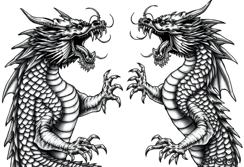 roaring dragons tattoo idea