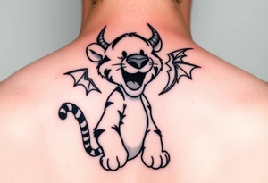 Cartoon tigger from Winnie the Pooh with devil horns and one as an angel tattoo idea