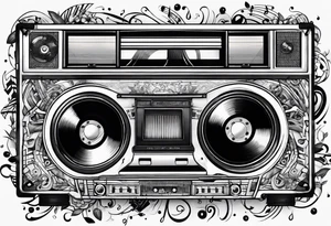 sleeve

music notes, a cassette tape record tattoo idea