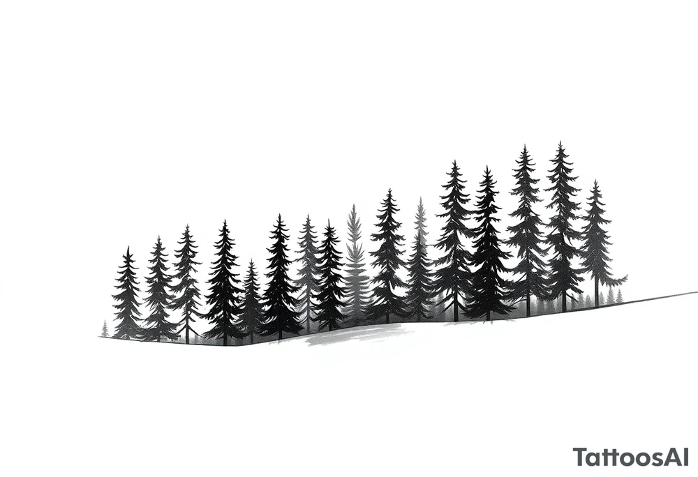 Coniferouse forest silhouette around forearm tattoo tattoo idea