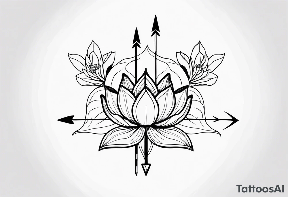 Arrow with a lotus blooming tattoo idea