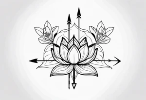 Arrow with a lotus blooming tattoo idea