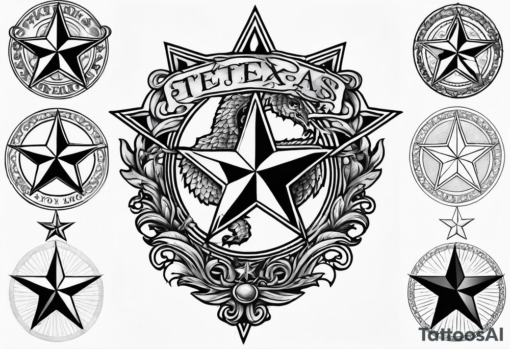 Welsh drago standing upright holding a texas star tattoo idea