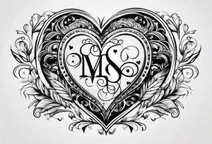 Simple Heart with the letters MS inside tattoo idea