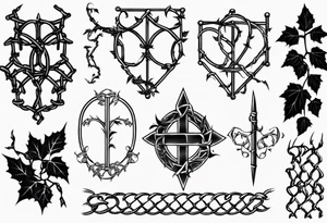 chain link fence with pointy ivy tattoo idea