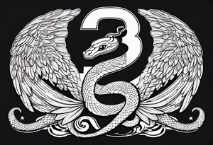 A snake with halo on her head and wings on the side, on the bottom with number 23 tattoo idea