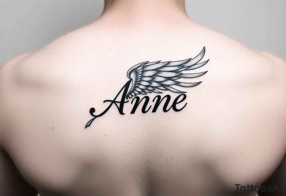 the name Anne in a phoenix feather tattoo idea