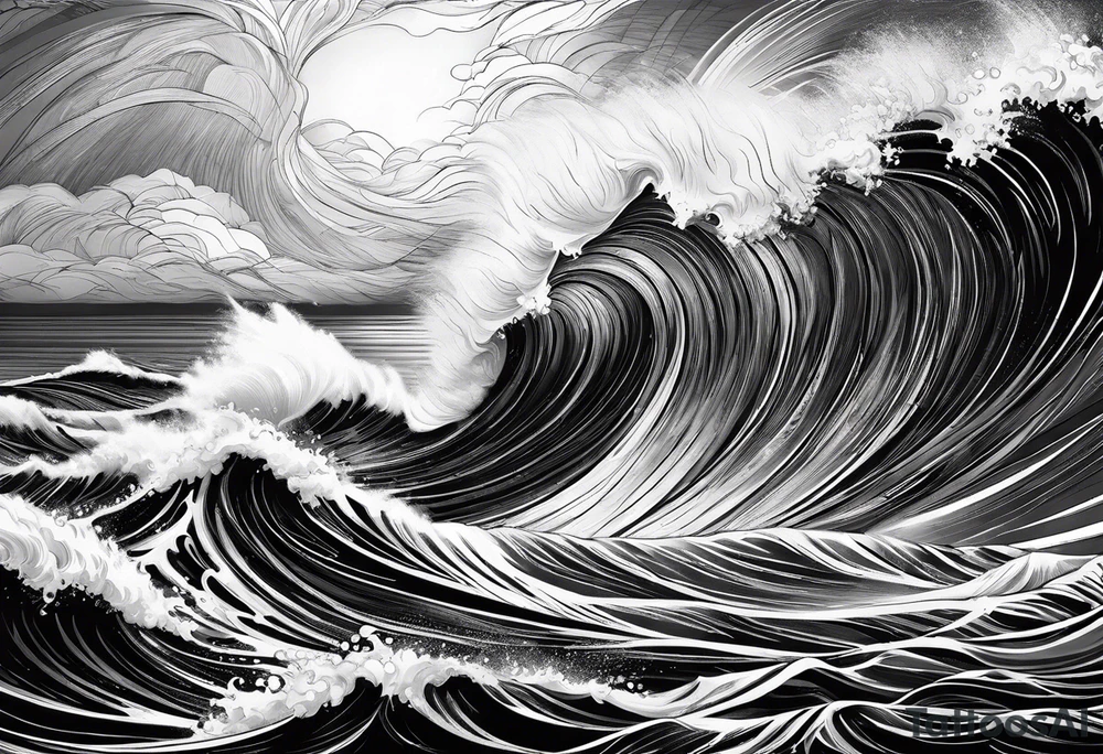picture 8 by 8 centimeters of sea waves during a storm tattoo idea