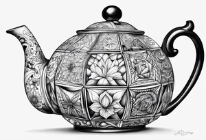 Teapot with 3-d cube tattoo idea