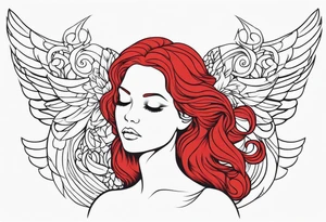 beautiful red hair angel girl tattoo idea
