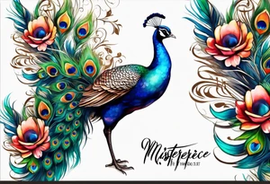 Peacock and music tattoo idea