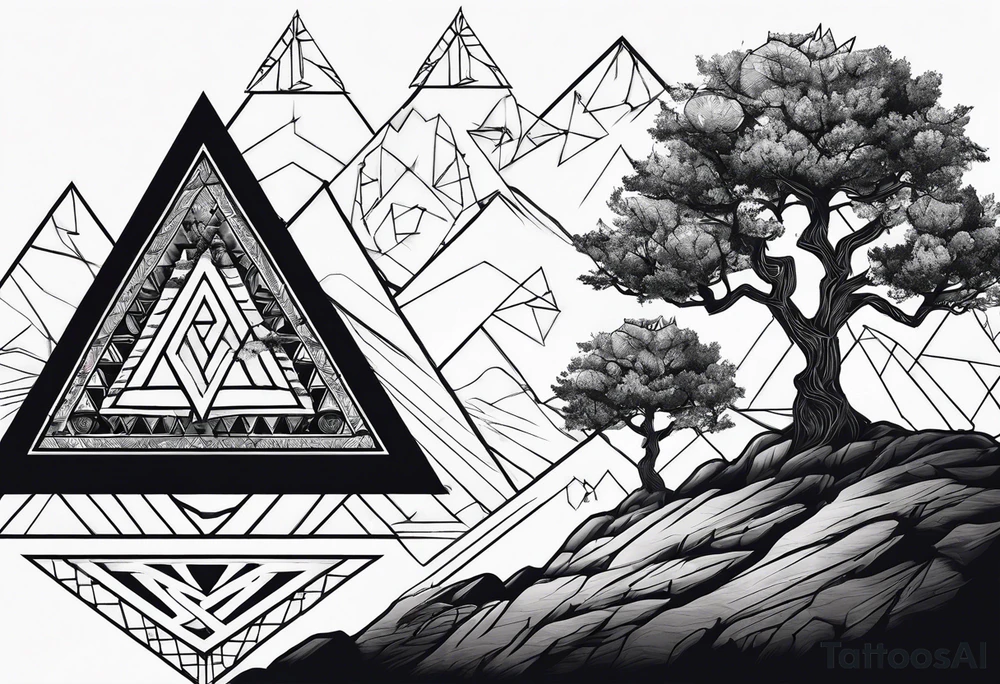 Viking tree with triangles tattoo idea