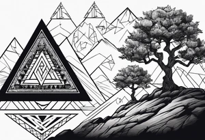 Viking tree with triangles tattoo idea
