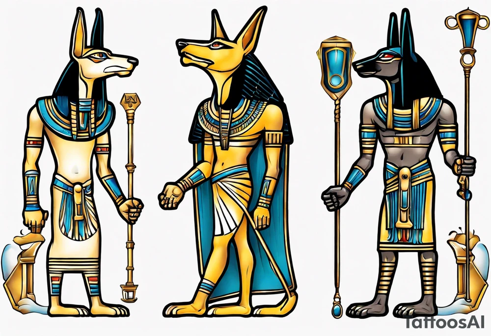 anubis and horus full arms tattoo idea