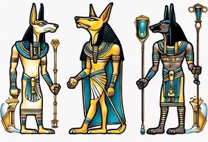 anubis and horus full arms tattoo idea