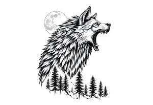 werewolf,moon,forest. tattoo idea