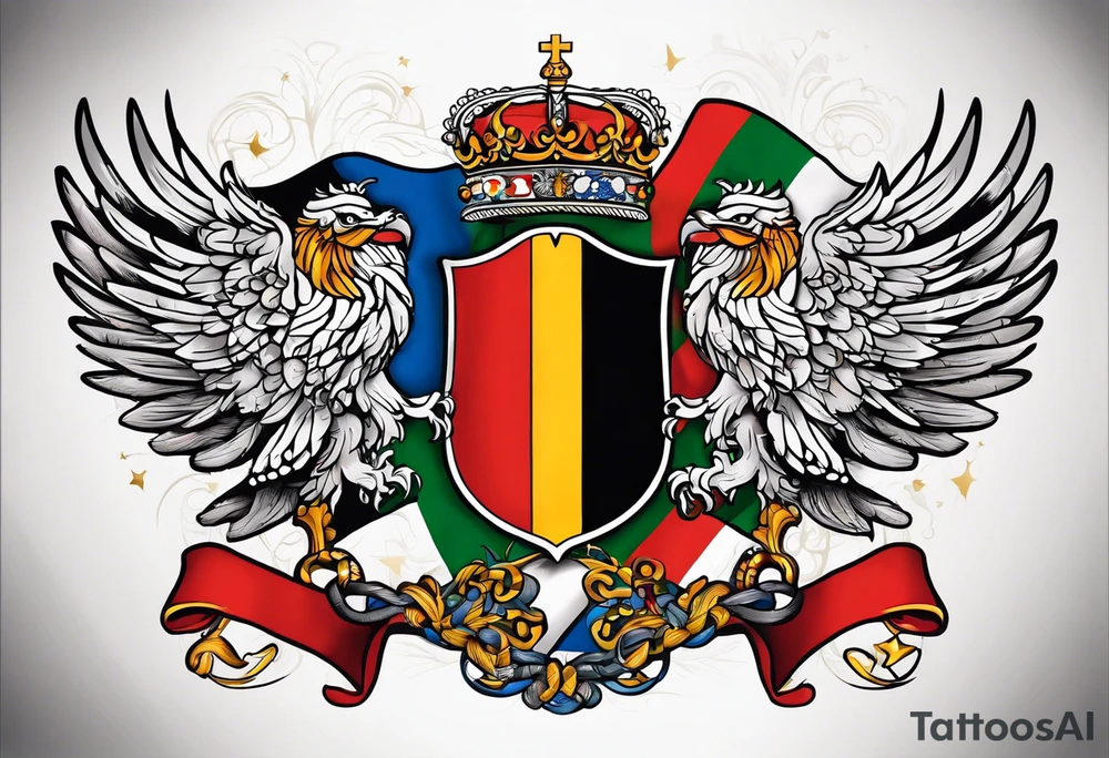 flags of germany, czech republic, wales, northern ireland and bohemia tattoo idea