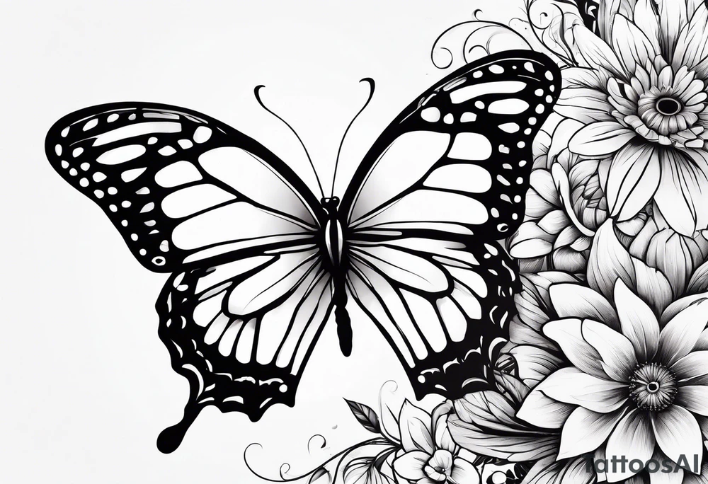 wing, flower, butterfly , tattoo idea