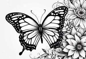 wing, flower, butterfly , tattoo idea