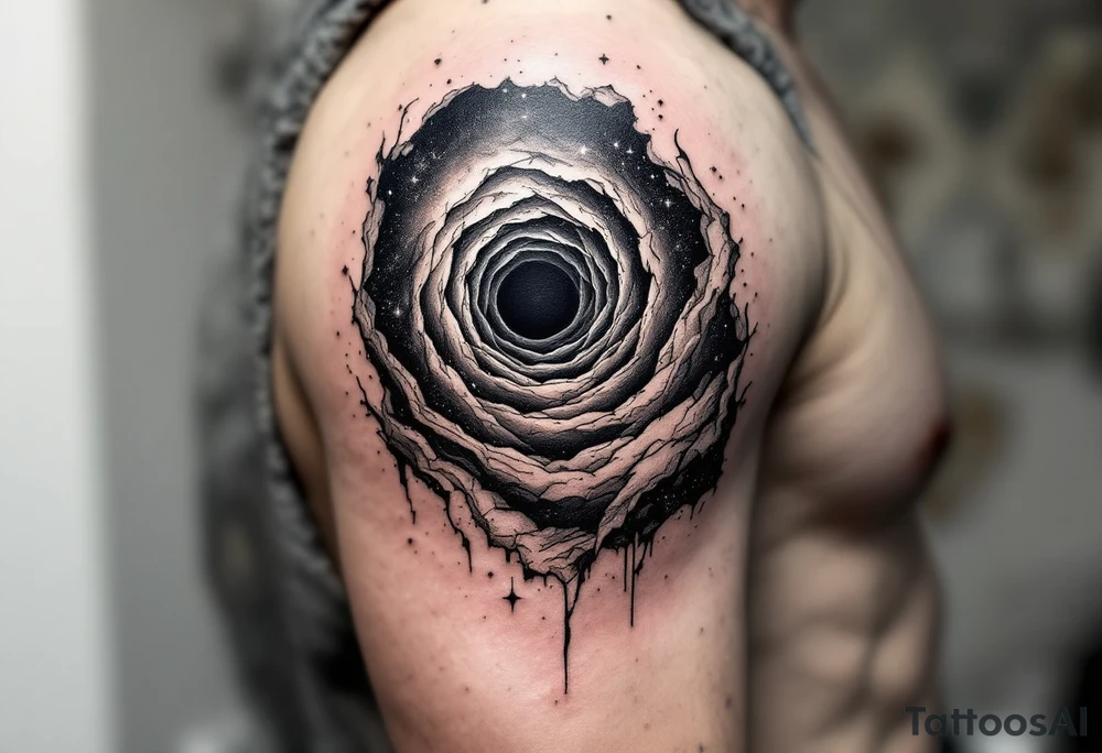 A parralel universe centered by a black hole tattoo idea